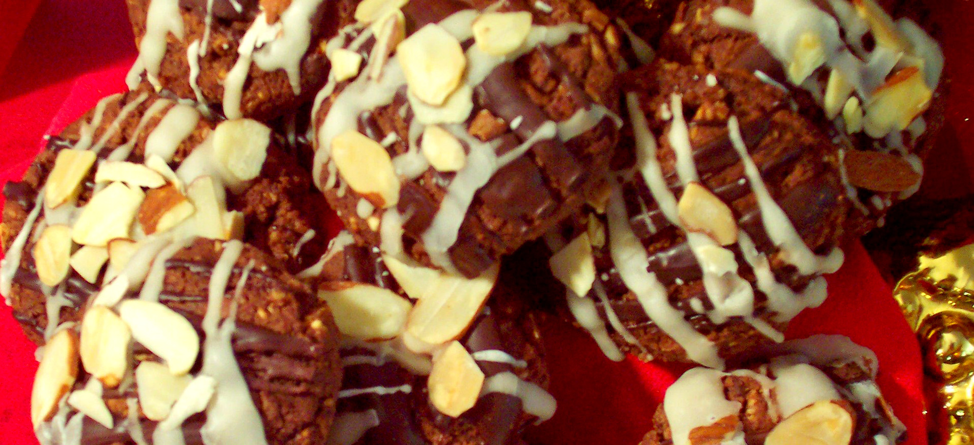 Holiday Joy Cookies with Almonds and Chocolate Drizzle