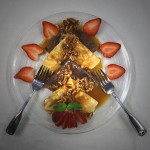 Chocolate and caramel crepes